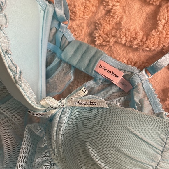 La Vie En Rose | Blue Tulle Babydoll Set - Picture 9 of 11